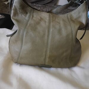 American Leather Olive Green Pebble Leather Shoulder Handbag
